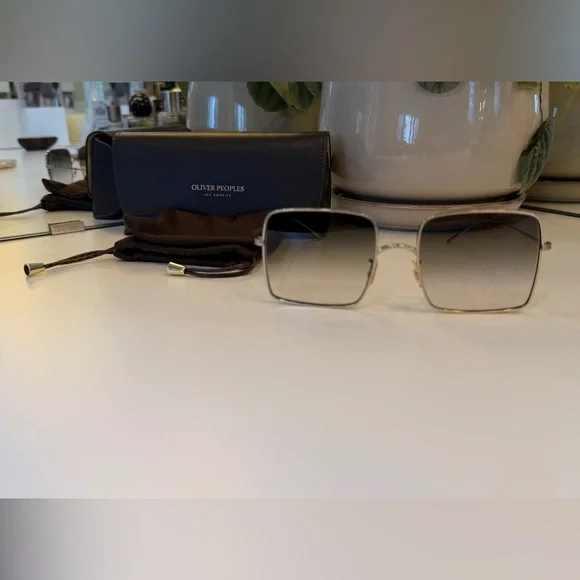 Authentic Oliver Peoples OV1236S 50358E Rassine Square Gold Sunglasses – w/ Case - Picture 3 of 9